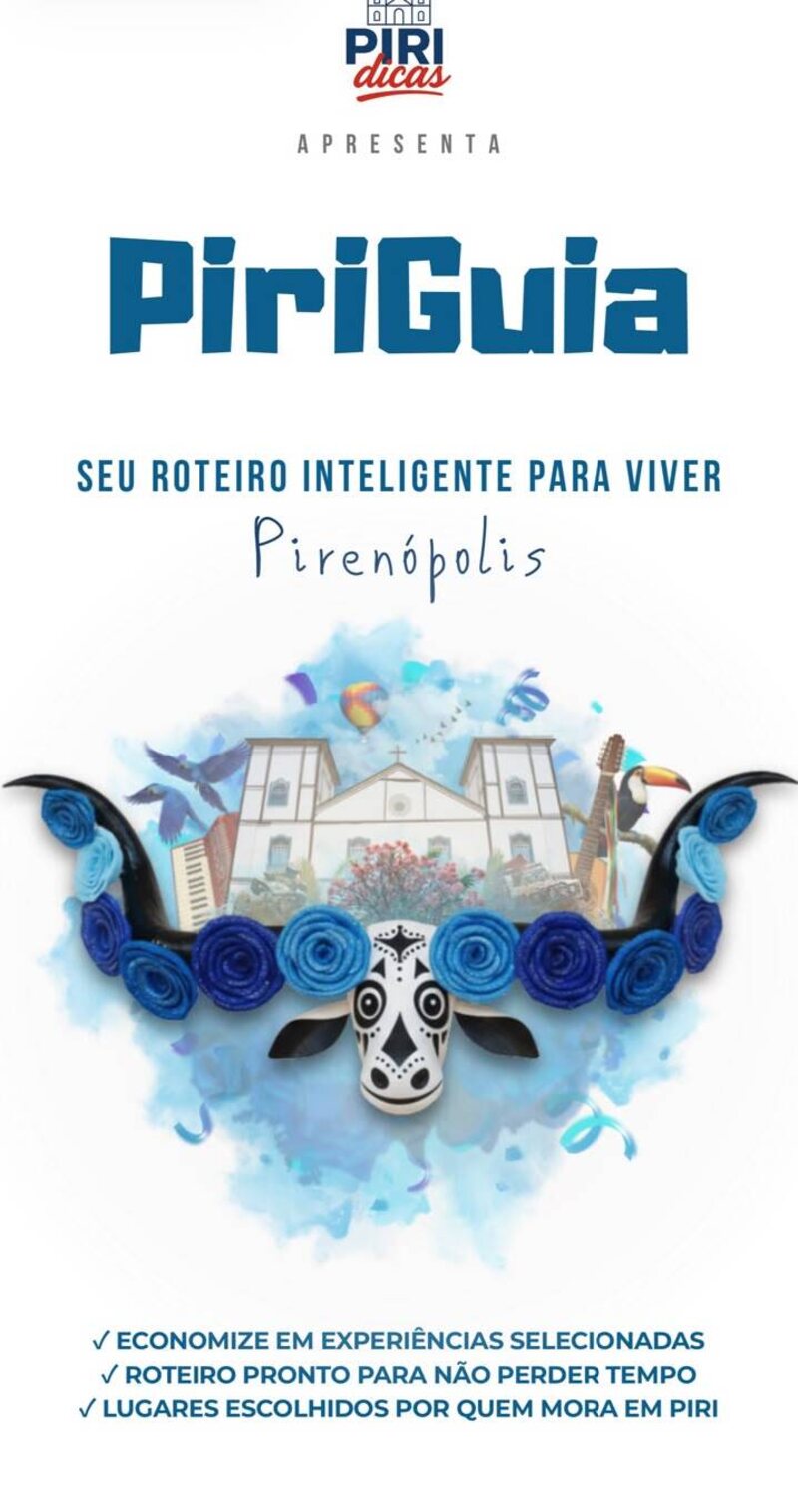 Capa do PiriGuia, roteiro inteligente para viver Pirenópolis