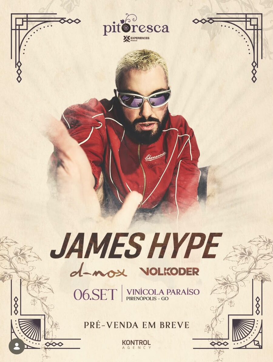 Arte oficial do evento Pitoresca com James Hype, 06 de setembro, Vinícola Paraíso